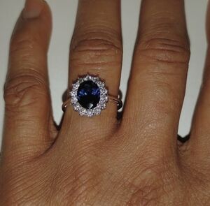 Elegant 2ct Princess 925 Sterling Silver Oval Lab Grown Sapphire Wedding 8 Ring